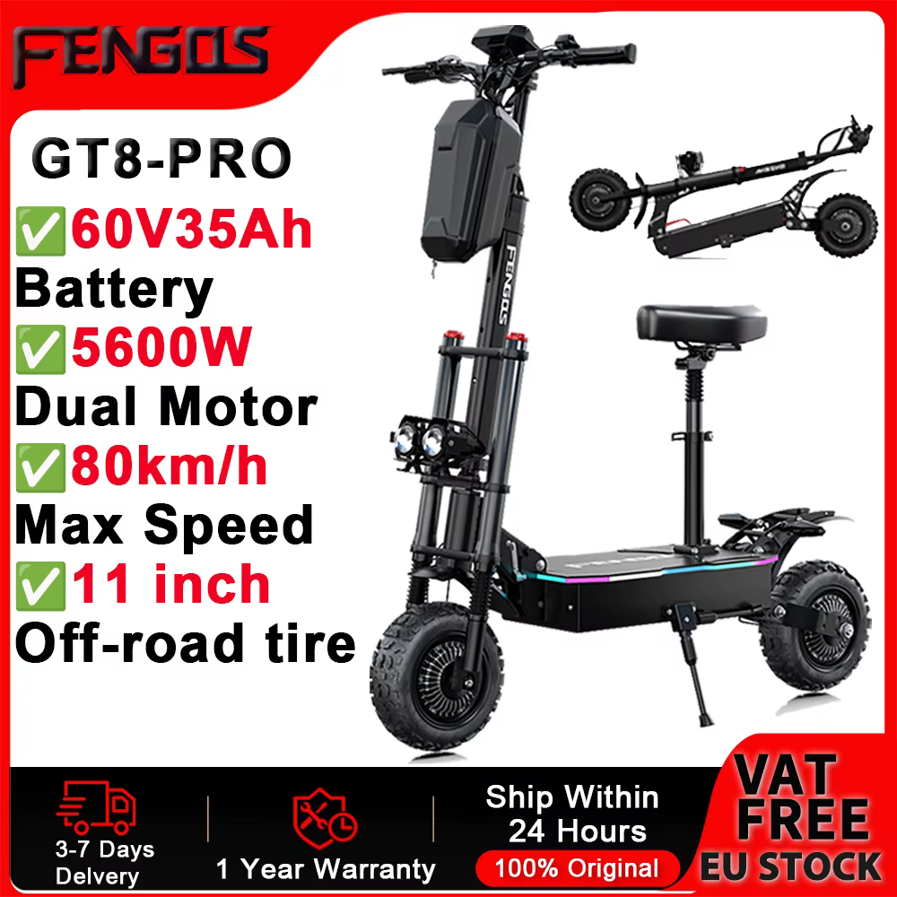 Patinete Eléctrico FENGQS GT8 PRO 5600W – Motor Dual 85 km/h