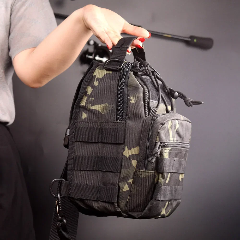 Bolsa multifuncional de nailon para aparejos de pesca, bolso de hombro impermeable de gran capacidad para deportes al aire libre, señuelos, carrete, almacenamiento de utilidad - imagen 5