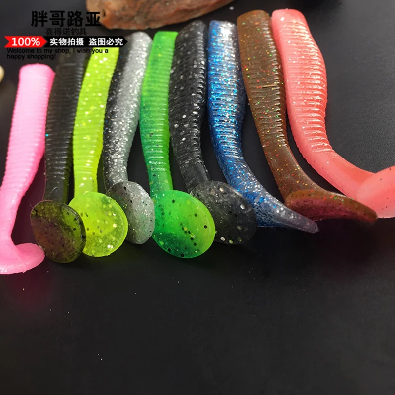 Donglejian-Coda oscilante L J3.1/4,2, 76mm3g/107mm7,9g, cebo suave de gusano, cola en T, depósito de pesca en roca biónica, equipo de pesca - imagen 4