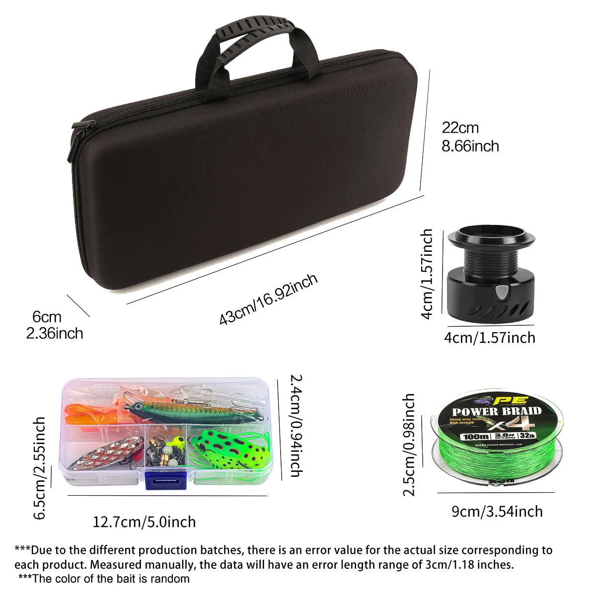 Juego combinado de caña de pescar telescópica y carrete giratorio con sedal, Kit de Señuelos de Pesca para agua dulce y salada - imagen 4