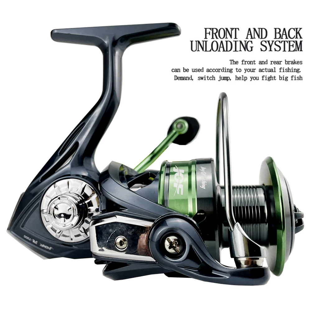 Carretes de Pesca de Mar, plantilla de carrete de carpa, rueda 5,2: 1, engranaje duradero, arrastre máximo de 28lb, señuelo de bobinado suave, pesca giratoria, bobina de Metal 2000-7000 - imagen 2