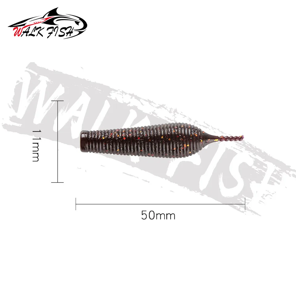 WALK FISH 6 uds 5cm 2,5g aguja flotante TPR Swimbait cola gusano de plástico suave señuelo de pesca de carpa cebo de lubina Artificial Wobblers - imagen 3