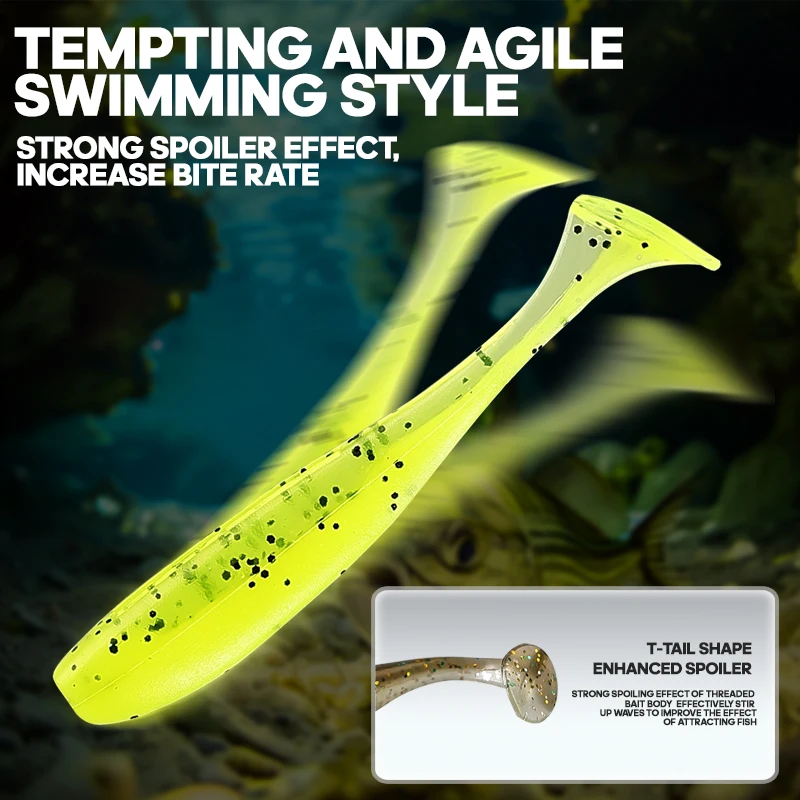 TAIYU 36 unids/set alta calidad 5 colores suave cola en T Kit de Señuelos de Pesca con anzuelos de cabeza de plomo cebo biónico Artificial al aire libre con caja - imagen 3