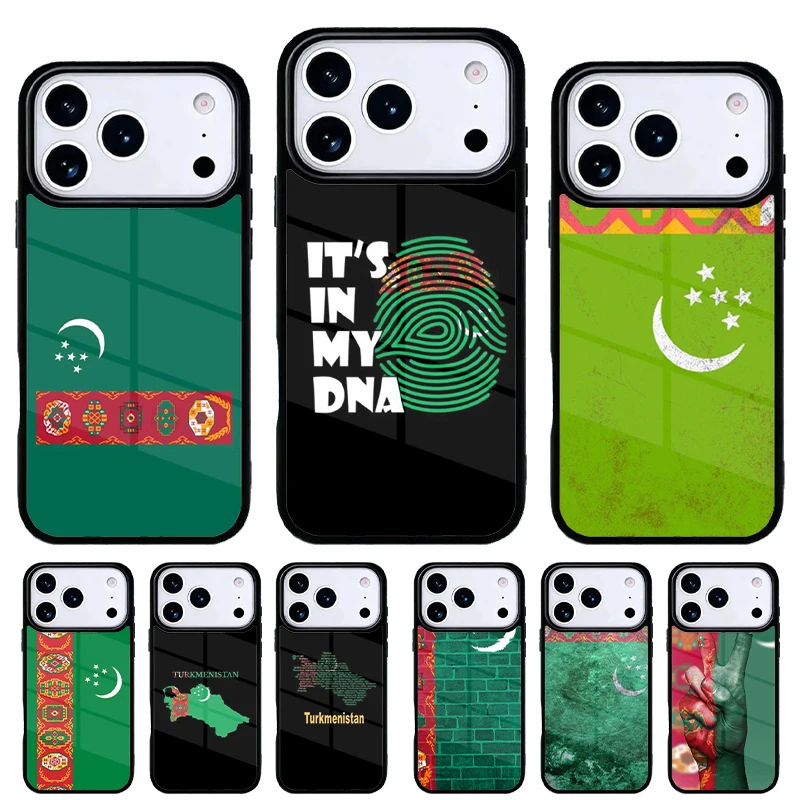 Funda iPhone bandera Turkmenistán – Carcasa trasera para 15 14 13 Pro Max