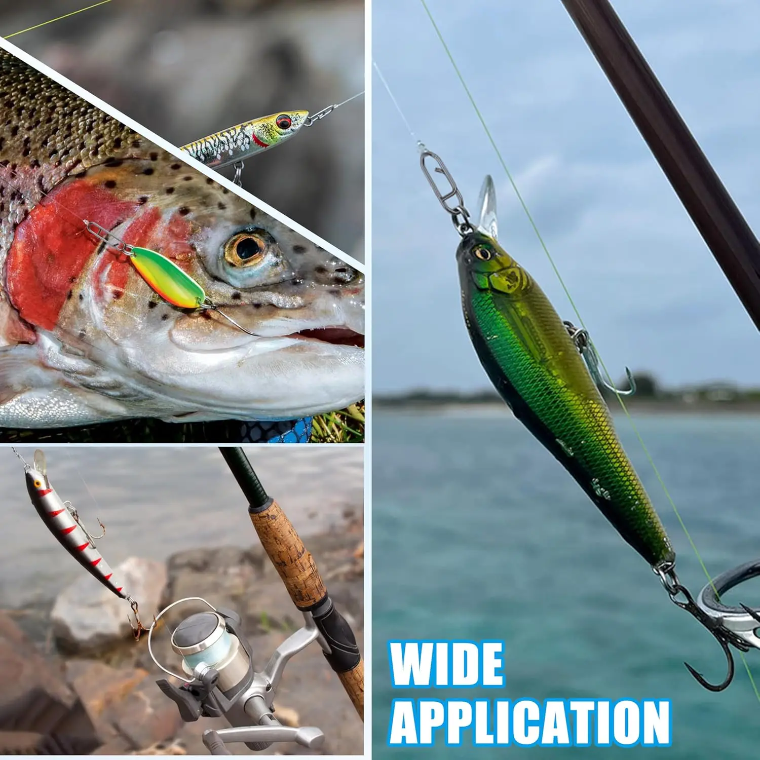 Broche de pesca 9KM acero inoxidable clip cambio rápido níquel negro - imagen 4