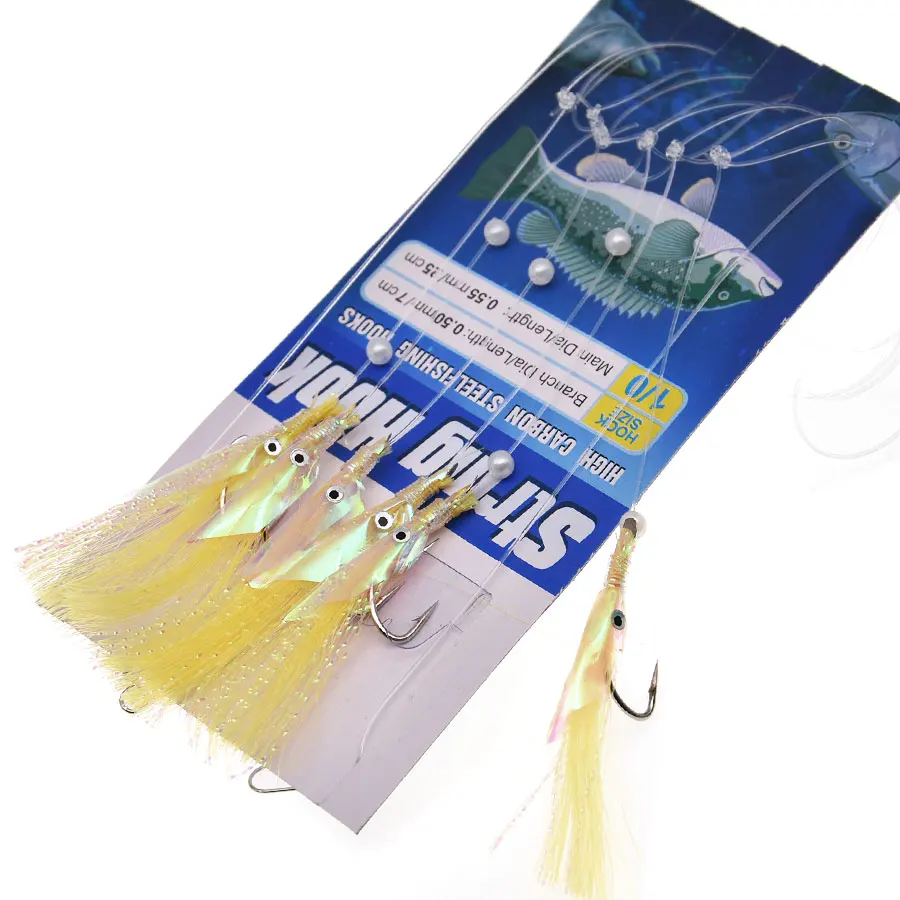 JYJ-señuelo de pez artificial sabiki, cebos de pesca de carpa, color arcoíris, cebo falso sabiki para caballa española, 10 paquetes - imagen 5