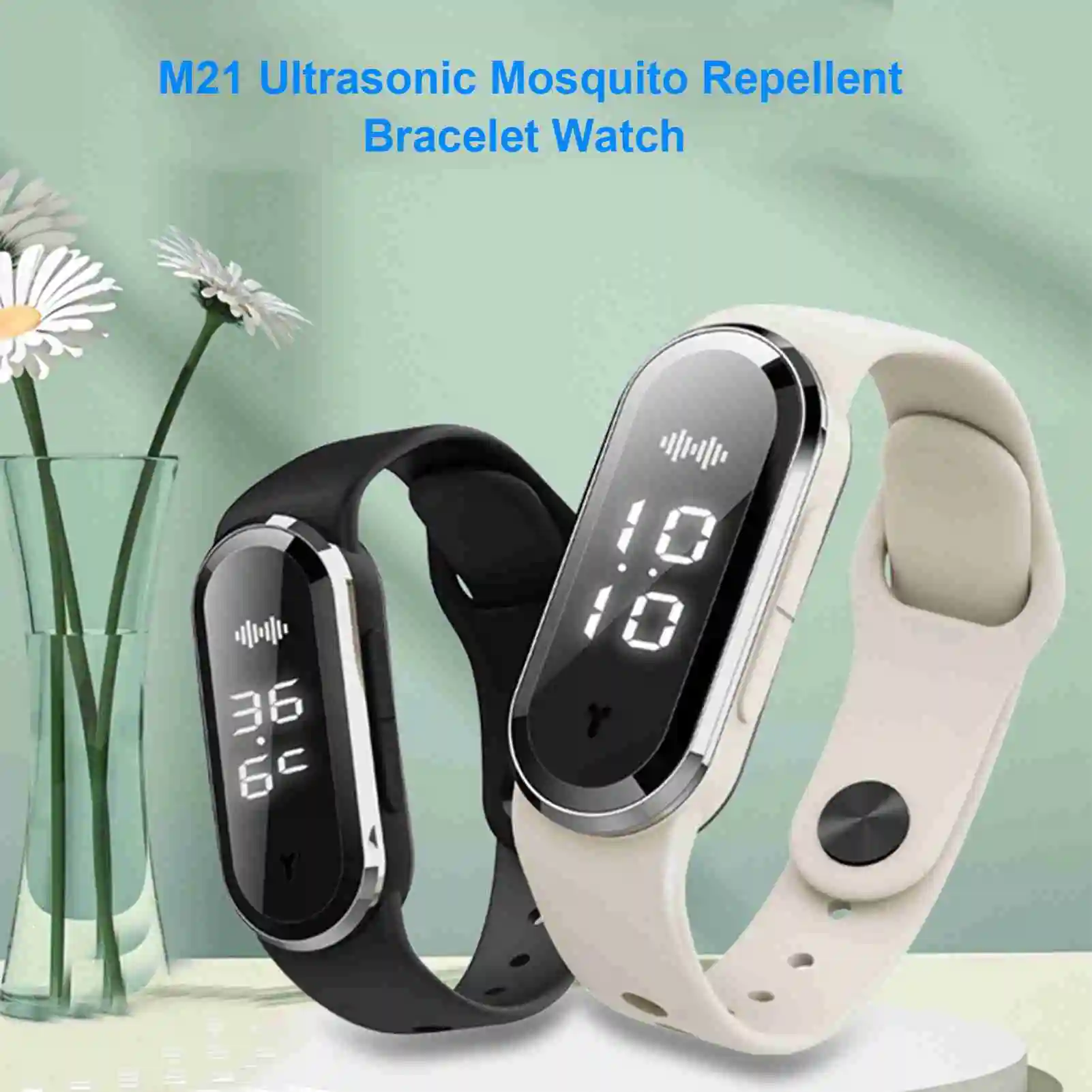 Reloj de pulsera ultrasónico repelente de mosquitos, recargable por USB, pulsera de 3 modos adecuada para adultos y niños