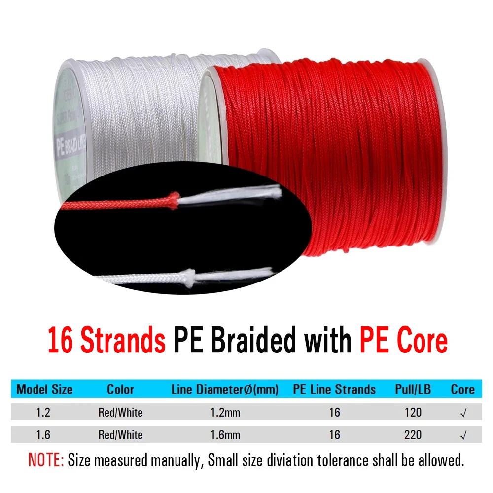 Wifreo-ganchos de ayuda trenzados de PE, 100 metros, 8/16 hebras, línea de pesca de agua salada, anzuelo de Jigging, señuelo de curricán DIY, línea atada, cuerda/cable - imagen 4
