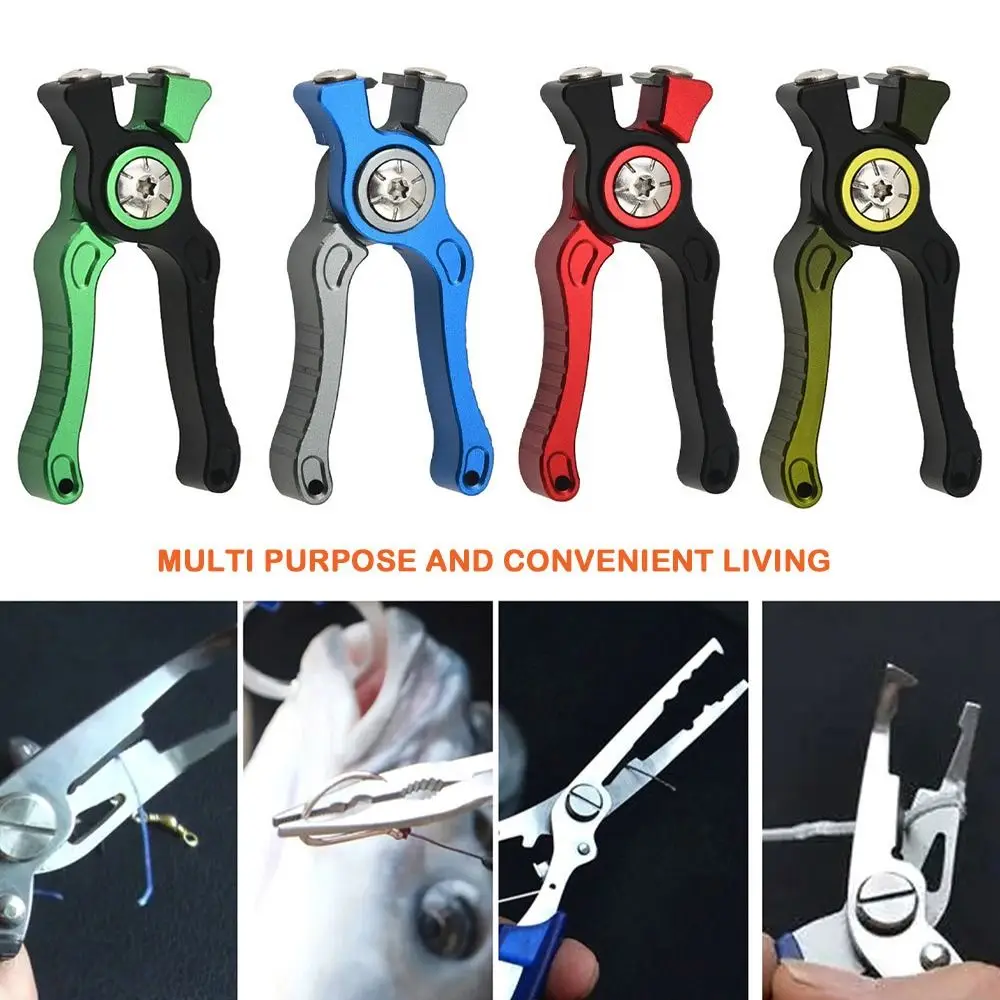 Nuevo Alicates de pesca de aleación de aluminio, tijeras, alicates de PE dorados, negros y azules, Cortador de línea de pesca, abrazadera de pesca multifuncional - imagen 2