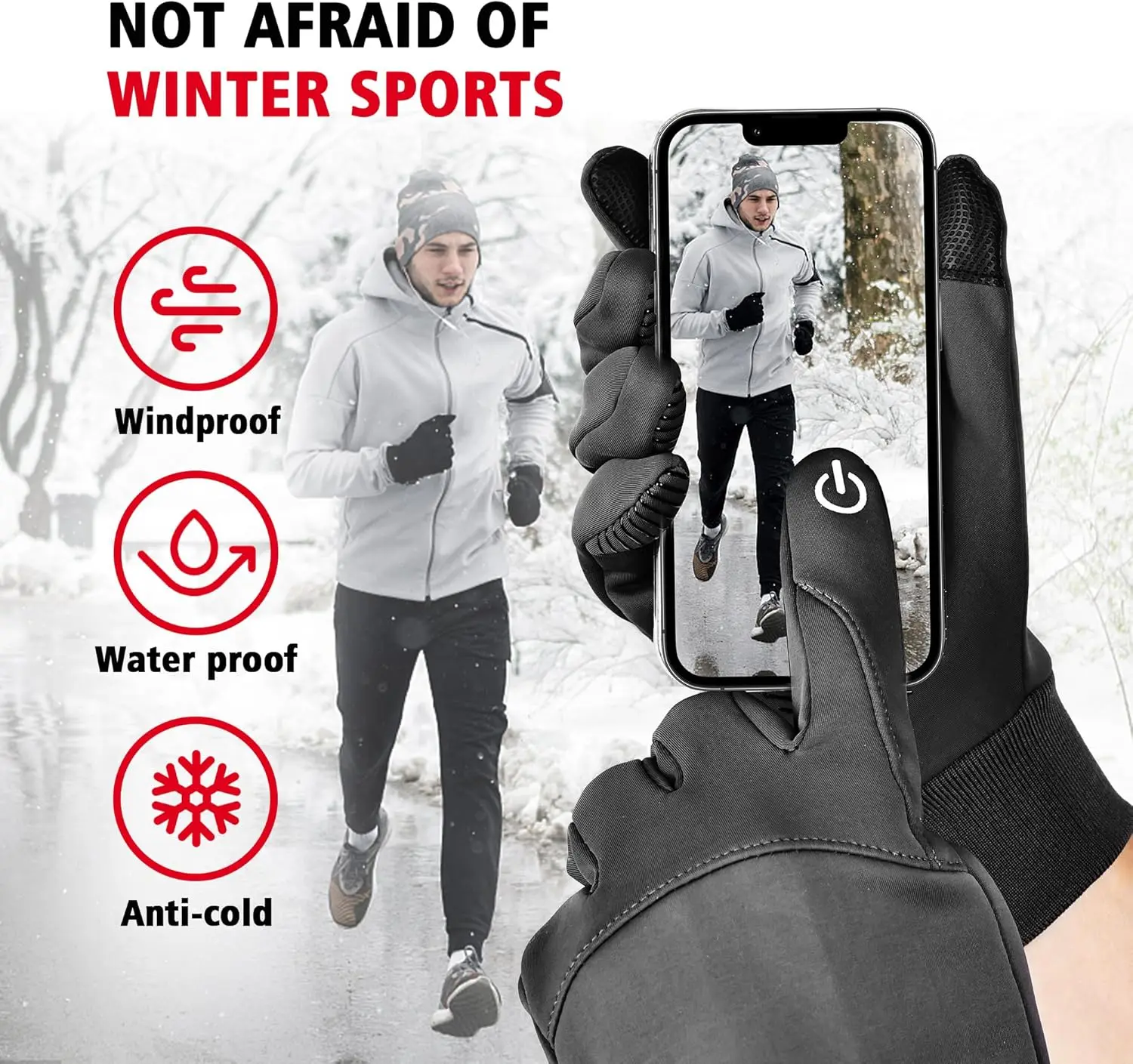 Guantes de ciclismo cálidos de invierno, manoplas gruesas a prueba de viento con dedos completos, guantes sensibles con pantalla táctil para ciclismo, montar, esquiar y senderismo