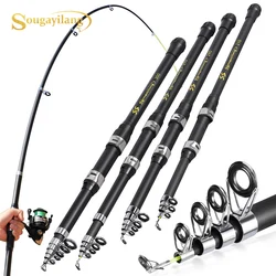 Caña Telescópica Carbono Sougayilang Baitcasting Agua Salada 2,1-3m
