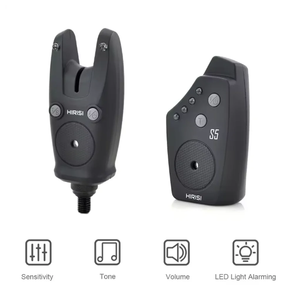 Hirisi S5 alarmas de picadura de pesca de carpa indicador de picadura de pesca juego de alarma de pesca inalámbrica impermeable accesorios de pesca - imagen 3