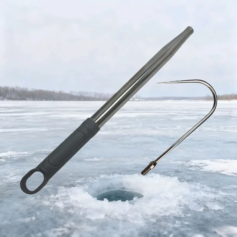 Gaff de acero inoxidable con mango desmontable para pesca en hielo - imagen 2