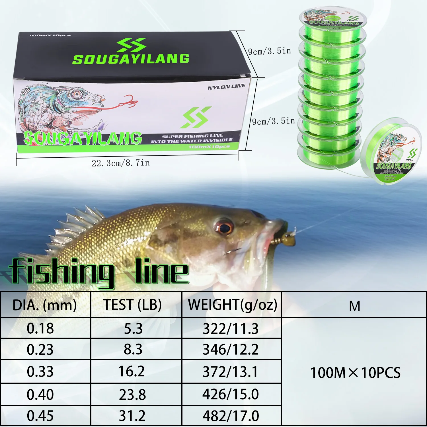 Sougayilang-sedal de pesca de nailon superfuerte de 1000M, hilo de pesca de monofilamento de alta calidad, abrasión, línea Fishi japonesa, fregadero de fluorocarbono 5-30LB - imagen 2