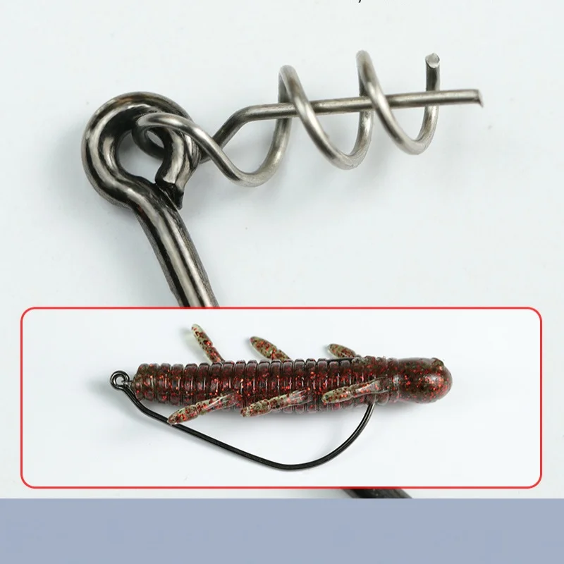 Anzuelo de gusano de pesca con cerradura de resorte, barra de anzuelo reforzada, puerta ancha, ángulo obtuso, anzuelo de cebo blando, lote de 50 piezas en oferta - imagen 5