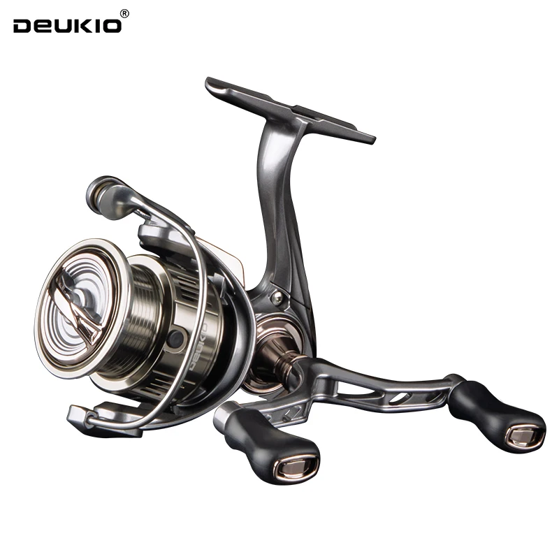 DEUKIO Dubbele Handvat Spinning Visserij-reel 7 + 1BB 5.2: 1 Max Drag 6 kg CNC Metalen Spoel Handvat Zoutwater zoetwatervisserij-reel