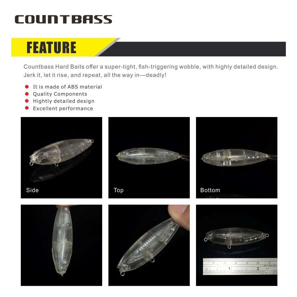 Countbass 10 Uds. Señuelos duros en blanco 55mm/2,2 "5,5g/0,2oz cebos de pesca sin pintar, Topwater, Wobblers, cebo duro de agua dulce - imagen 4