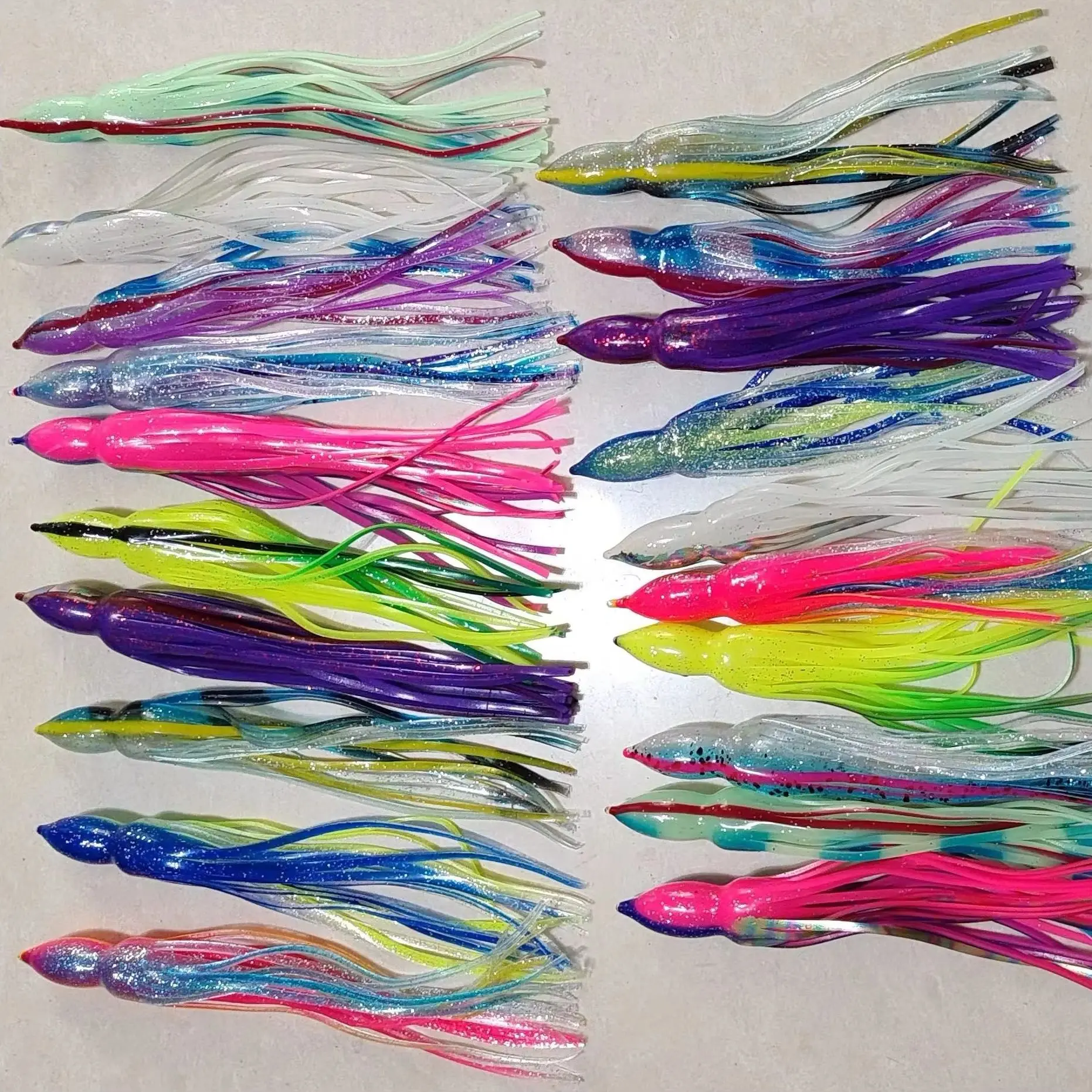 10 colores 15cm 18cm 21cm Trolling pulpo calamar faldas suaves Marlin atún Wahoo reemplazo suave faldas aparejadas juego grande señuelo de pesca - imagen 3