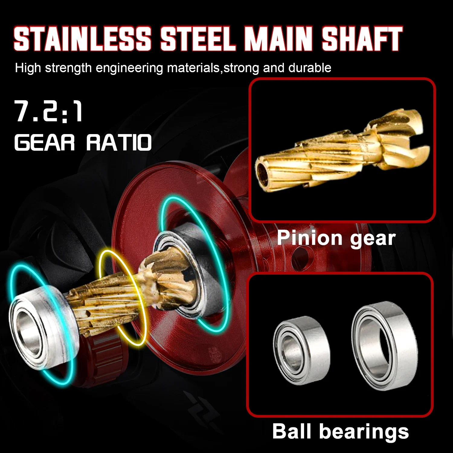 Sougayilang-caña de pescar de fundición, Combo de caña telescópica de alto carbono y carrete de Baitcasting con línea de señuelo, arrastre máximo de 8kg para trucha lubina - imagen 5