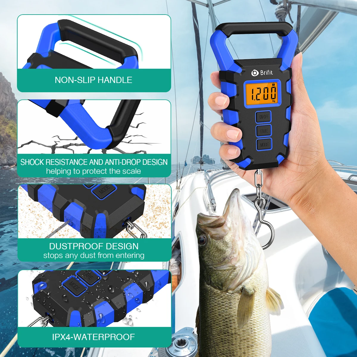 Báscula colgante digital 50 kg con regla y gancho para pescar - pantalla LED - imagen 2