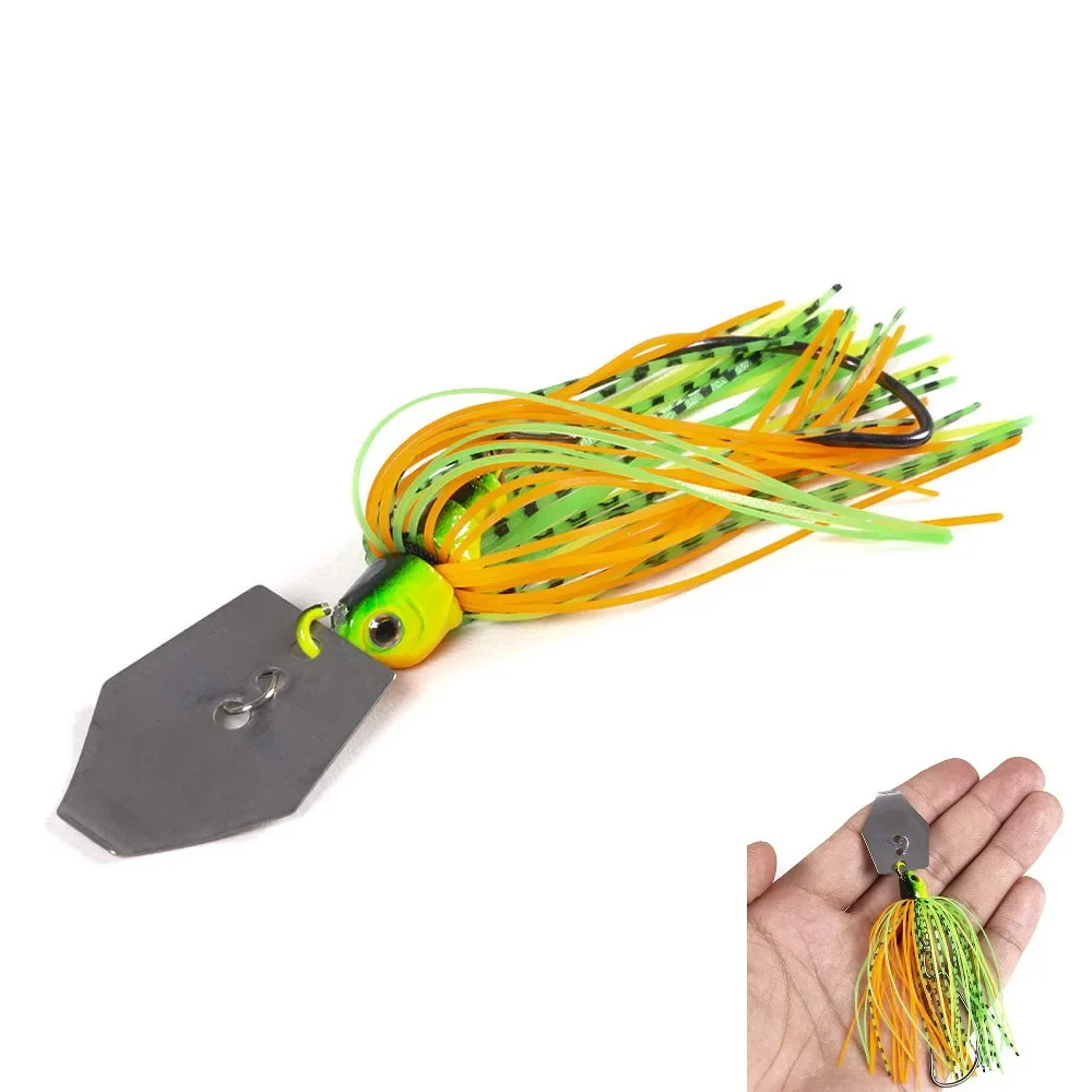 Señuelos de Pesca de piezas, cebo de Metal de hoja de 100mm y 11g con falda de goma, Wobbler Artificial, cebo de zumbador, señuelo de Jigging, cuchara giratoria para Lucio, 1 unidad - imagen 3