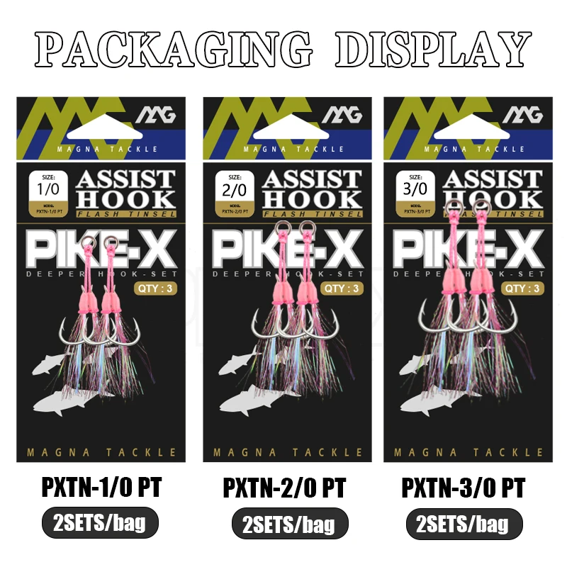 Anzuelos de pesca MAG PXTN-PT Sea Glow 1/0 2/0 3/0 4/0 5/0 6/0 anzuelo de ayuda para peces anzuelos dobles plantilla pluma lenta para anzuelos de pesca - imagen 4