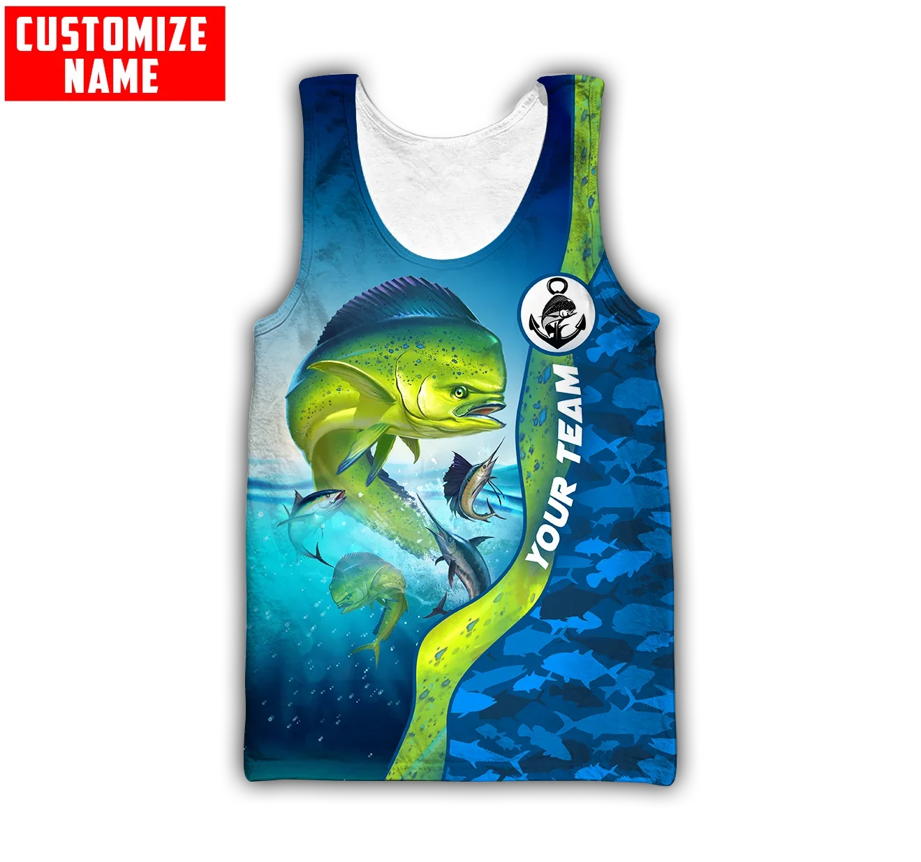 Camiseta sin mangas con nombre personalizado Mahi mahi para hombre, chaleco con estampado 3D de pesca, ropa de calle de verano, camisetas sin mangas geniales, Unisex, BX42