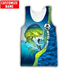 Camiseta de pesca Mahi Mahi – Estampado 3D sin mangas personalizable