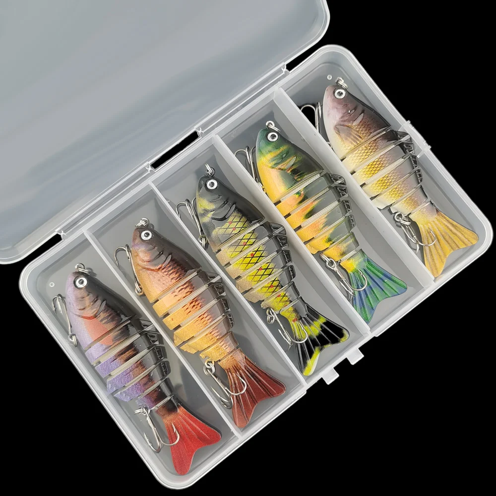 Señuelo de pesca articulado de múltiples secciones, 5 uds., 10cm, 15g, Wobbler, Crankbait, cebo duro Artificial, Swimbait, aparejos de pesca de carpa Trolling - imagen 2