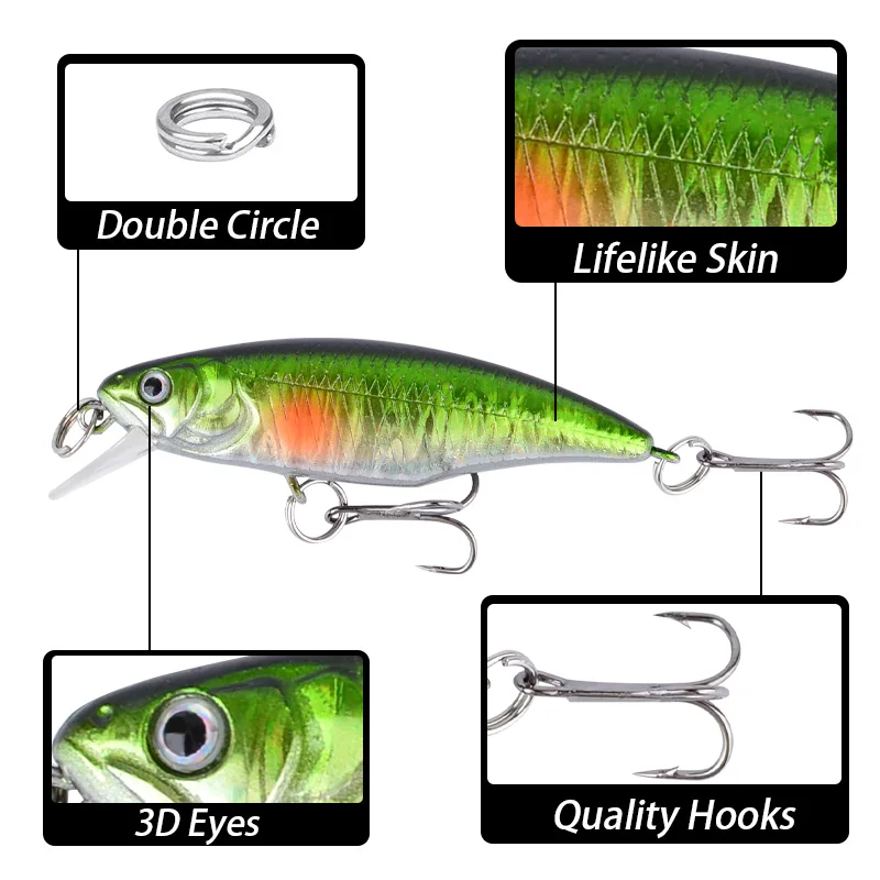 10 Uds. Señuelos de Pesca de pececillo que se hunden Isca Pesca Wobblers cebo duro Artificial para carpa trucha lubina tiro largo Jerkbait Swimbait - imagen 3