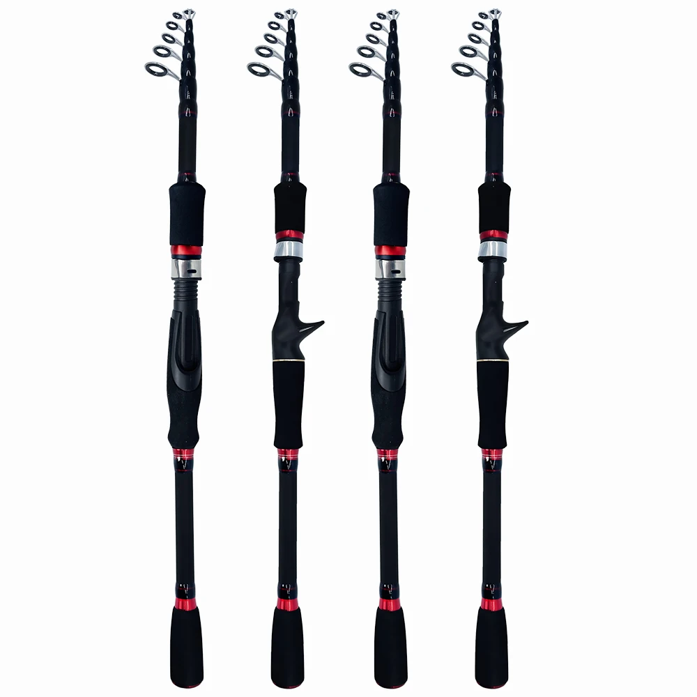 Cañas de pescar giratorias de fibra de carbono, 1,8 M-2,7 M, caña de Baitcasting para Lucio, trucha, señuelo telescópico - imagen 2