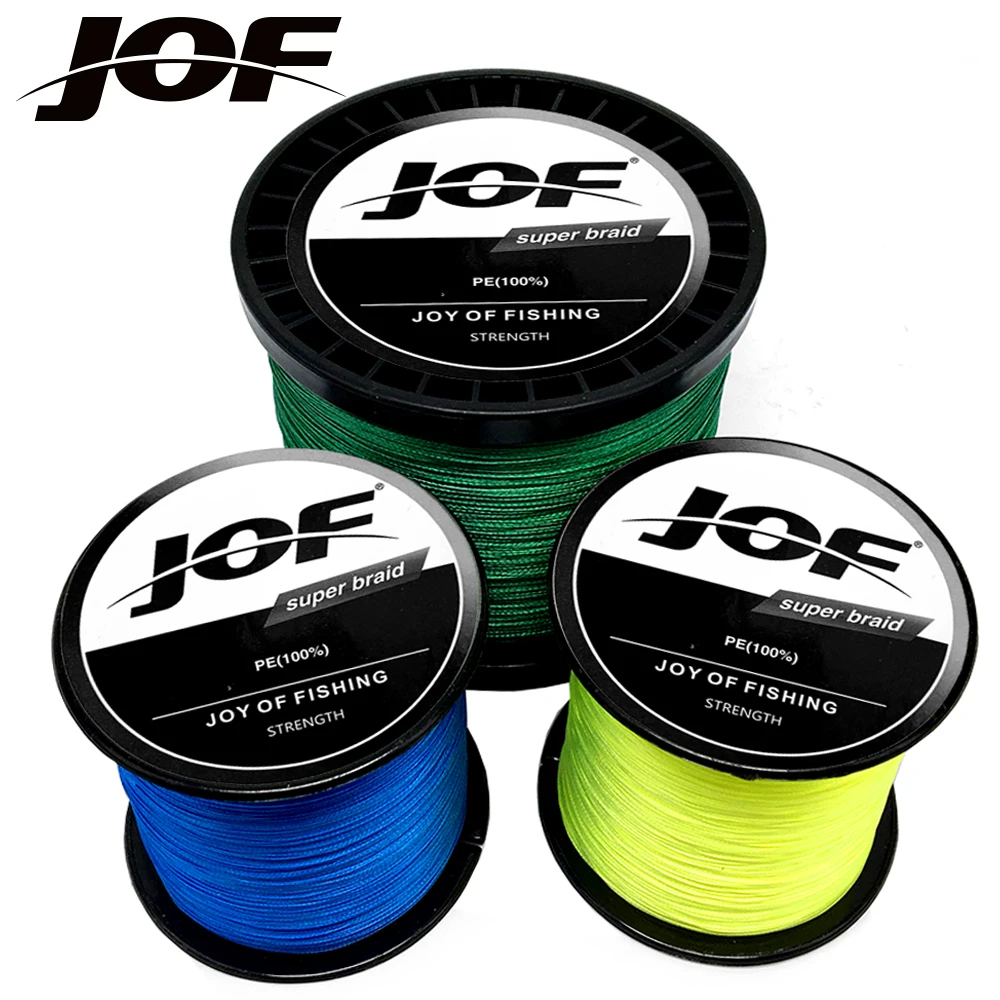 JOF-sedal de pesca de mar/stream, duradero, inodoro, 4 hebras, 10 colores, 10 a 80LB, profesional, carpa, lubina, hilos de PE giratorios, 100M