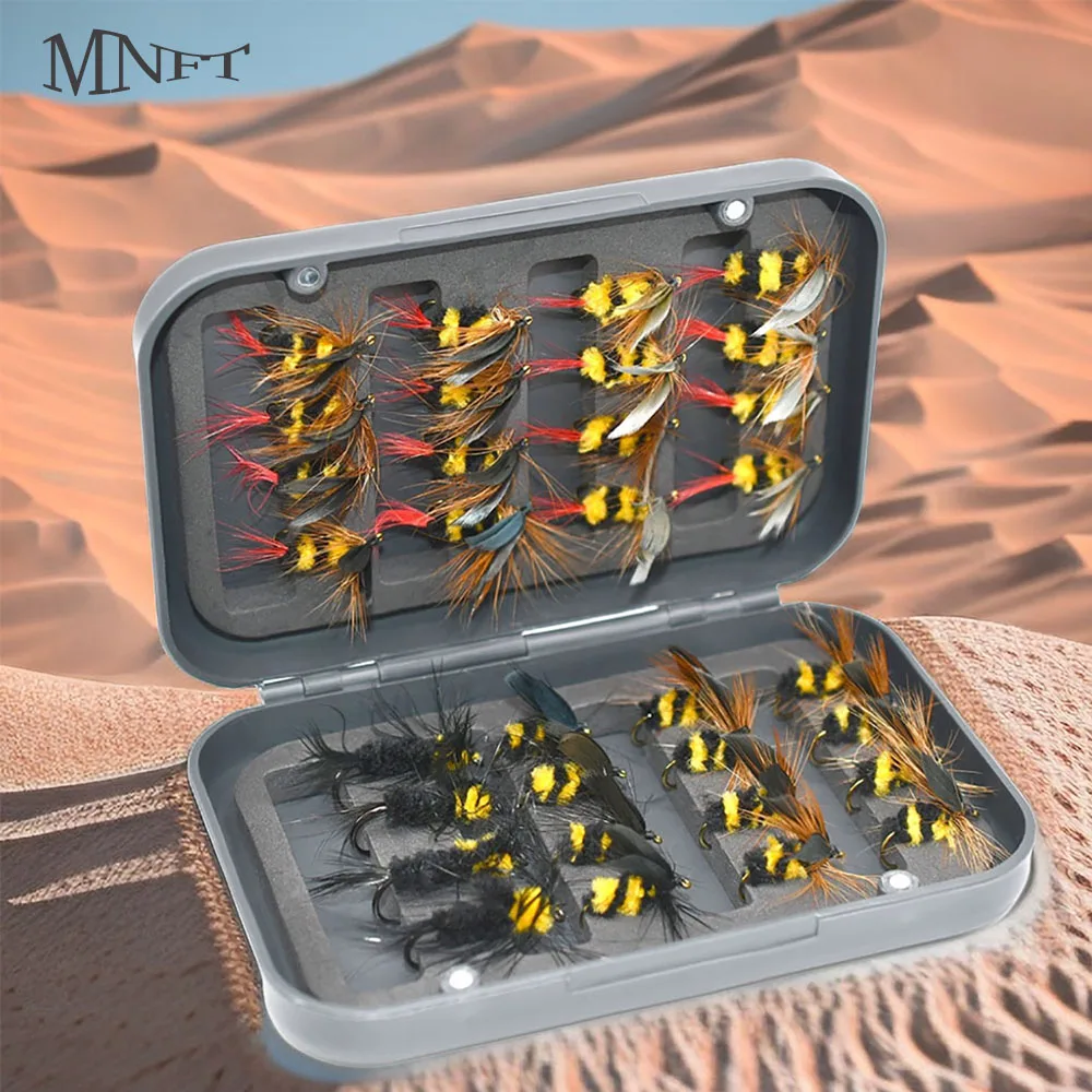 MNFT 32 Uds cebo para insectos artificiales Bumble Bee mosca trucha Señuelos de pesca cebo de río 5 estilos - imagen 3