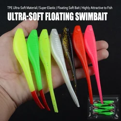 Cebo suave flotante TPR, 8cm, 12cm, cola dividida en forma de V, Swimbait, gusano, silicona Artificial, brillo de roca, Señuelos de Pesca Ned