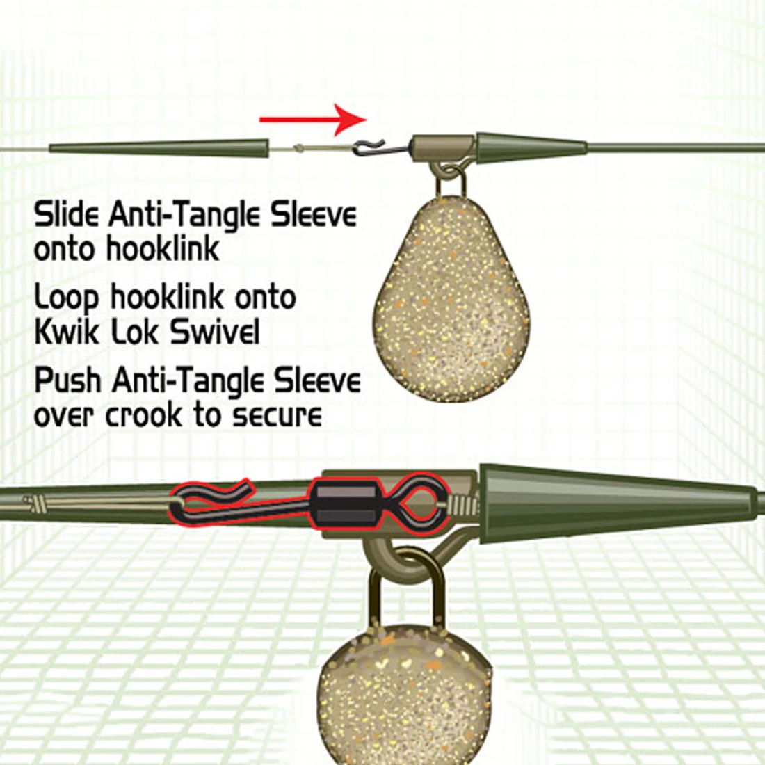 FishTrip-Clips de plomo para carpa, 15 piezas, híbridos con gomas traseras, antienredos reforzados, accesorios de pesca giratorios QC - imagen 5