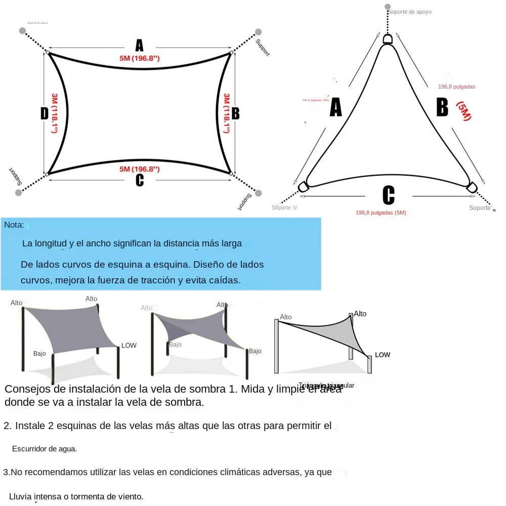 Toldo impermeable de 3/5/6M, parasol naranja, vela parasol para jardín al aire libre, playa, Camping, Patio, piscina, toldo para el sol, tienda, refugios solares - imagen 3