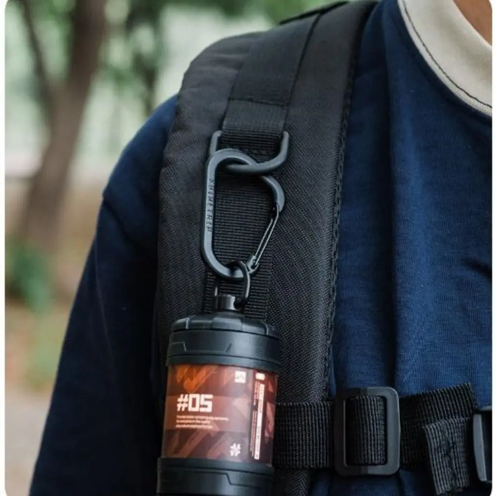 Mosquetón de hebilla de conexión en forma de D de Metal, herramienta pequeña de seguridad negra/gris, gancho de resorte de acero inoxidable, 2 uds. - imagen 4