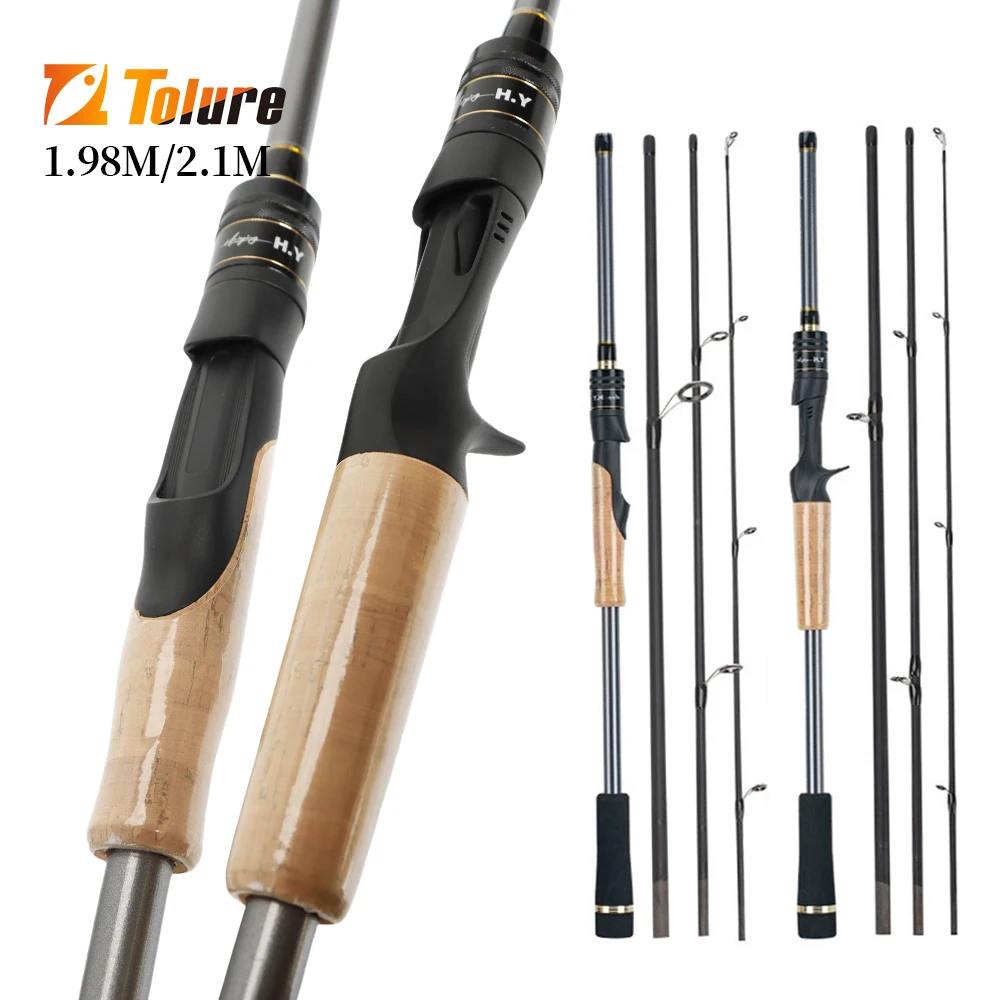 TOLU 2025 caña de pescar de 4 secciones 1,98 m/2,1 m ML señuelo de acción viaje Spinning/Casting para carpa lubina peso 4-25g nuevo modelo 2025