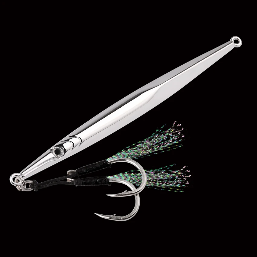 Cuchara galvanizada larga y delgada de 5 uds, señuelo de pesca con plantilla de Metal, cebo duro, cebo de pesca de lubina, señuelo de Jigging para agua salada 60g 80g - imagen 5