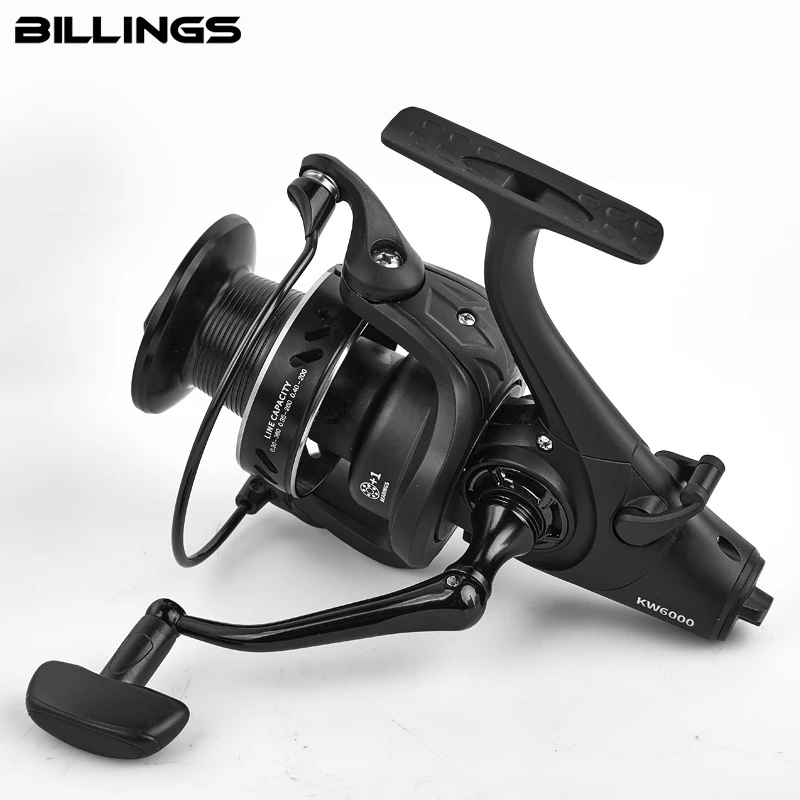 BILLINGS 5000/12000 carrete giratorio de carpa arrastre doble máximo 18kg 5,2:1/5,1:1 relación de engranaje con carrete de aluminio para pesca en agua dulce y sal - imagen 4