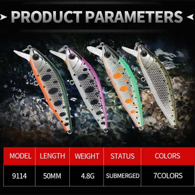 Señuelo de pececillo Artificial, cebo de plástico duro, Wobbler, pesca japonesa, Jerkbait, Lucio, Carkbait, 1 piezas, 50mm, 4,8g - imagen 5