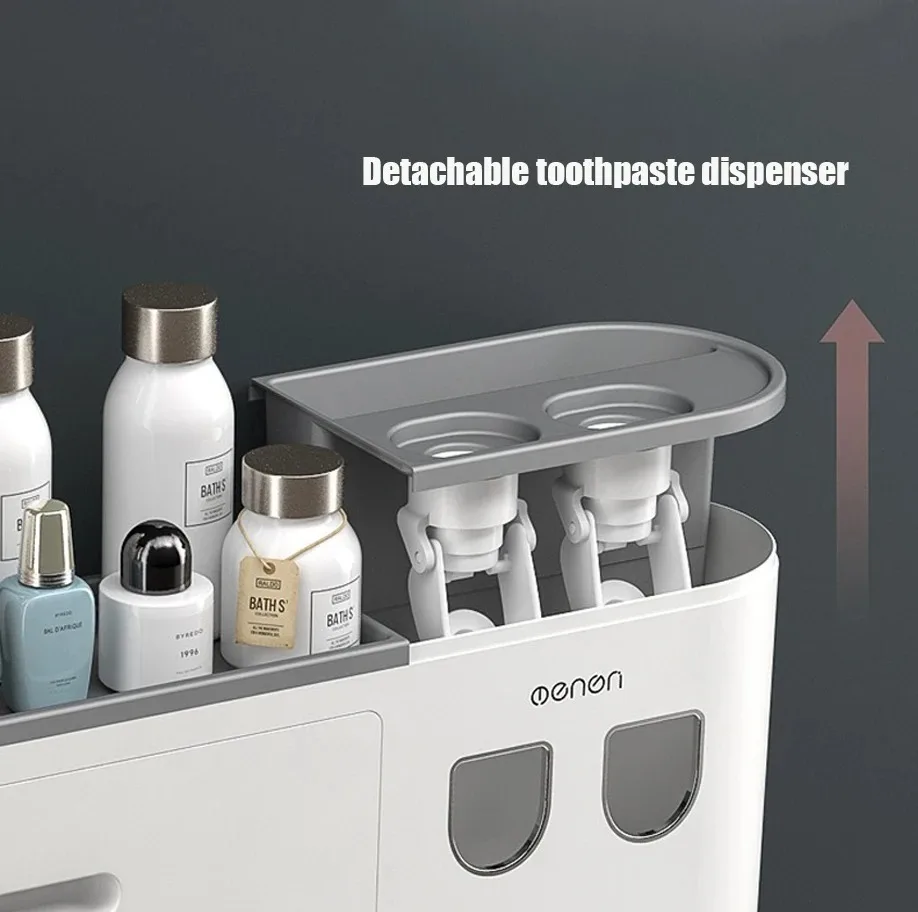 Juego de lavado de piezas automático, exprimidor de pasta de dientes, taza para gárgaras, soporte para vaso de cepillo de dientes, estante de almacenamiento de productos de baño, 1 unidad - imagen 5