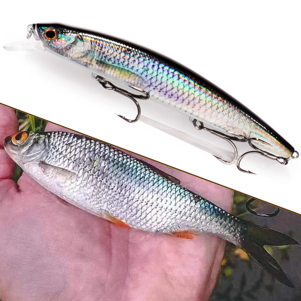 GOBAIT pececillo flotante 24g 14cm señuelo de pesca aparejos suspendidos Wobbler 3 anzuelos triples Jerkbait Top Water Swimbait cebo de silicona - imagen 4