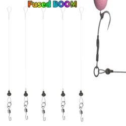 Línea de anzuelo líder de pesca de carpa, pluma fundida para aparejos Ronnie, accesorios 100% de fluorocarbono con cuentas giratorias de tungsteno Chod