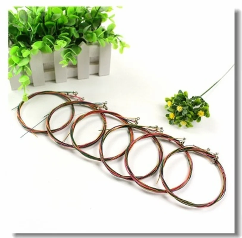 6 unids/set de cuerdas de guitarra coloridas de arcoíris para guitarra acústica folclórica guitarra clásica multicolor - imagen 3