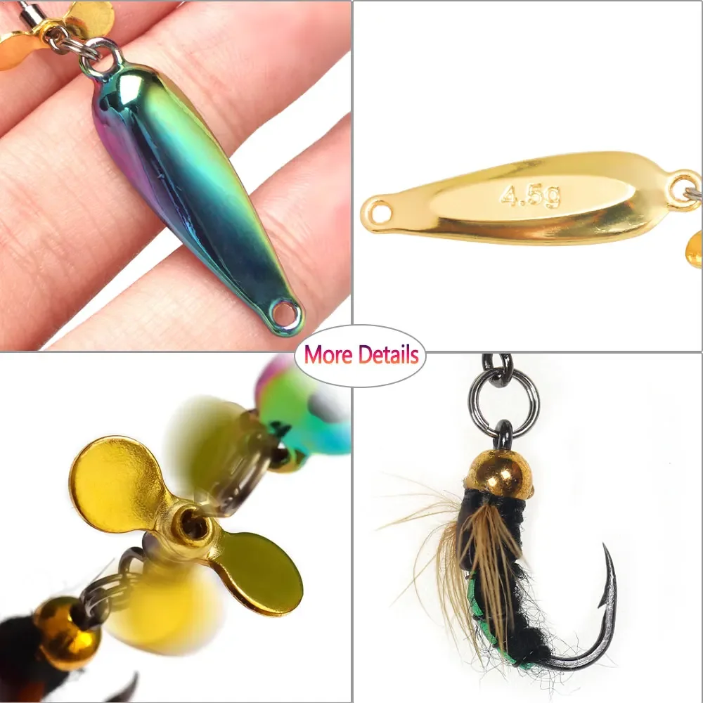 Bimoo 2/3 Uds señuelo de Metal cuchara Spinner hélice lentejuelas insecto cebo insecto gusano moscas señuelo pesca conjunto trucha lubina Señuelos de pesca - imagen 4