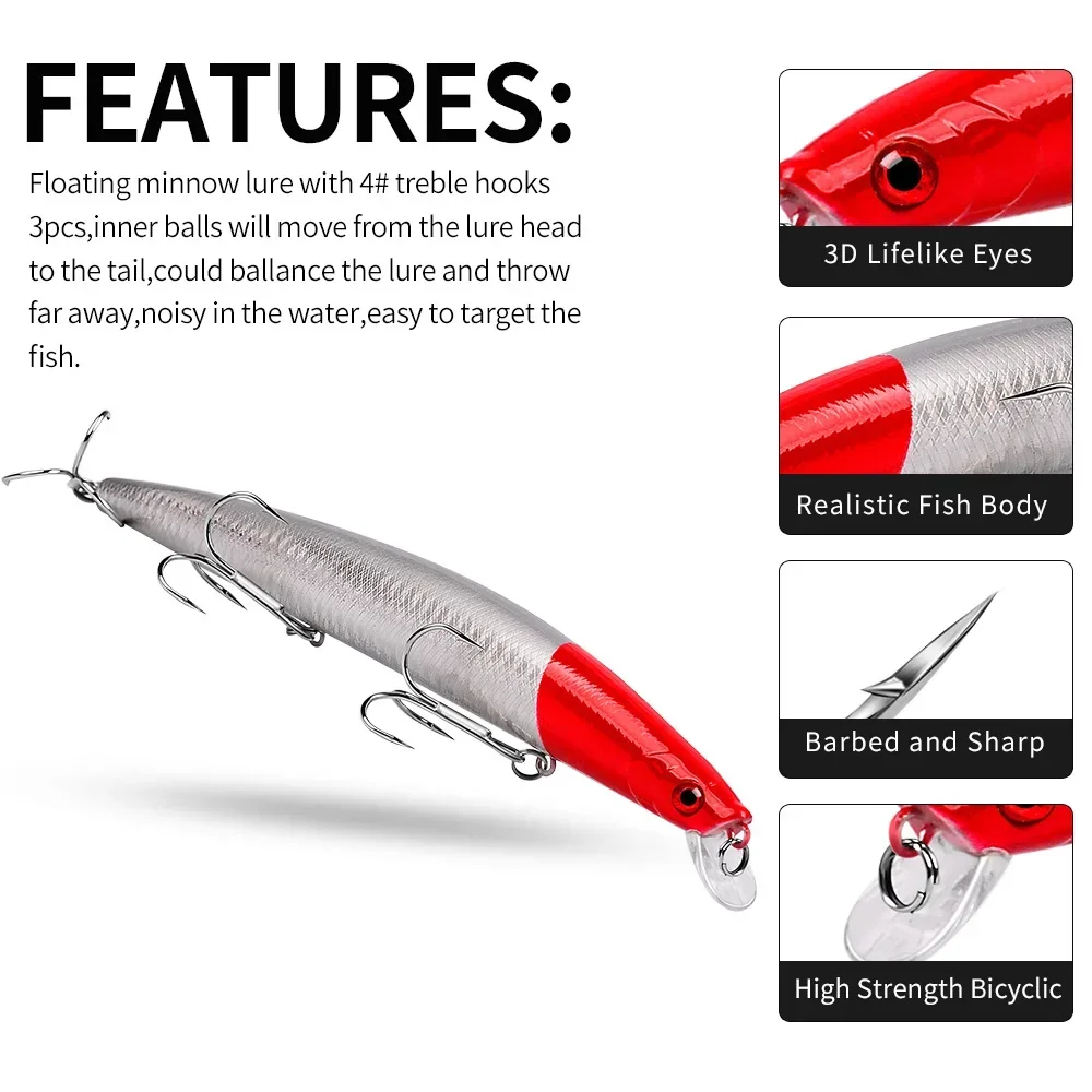 Señuelo de Pesca flotante de pececillo, cebo Artificial de fundición larga para trucha, agua salada, Swimbait, Wobbler, Jerkbait, 185mm, 24,5g - imagen 4