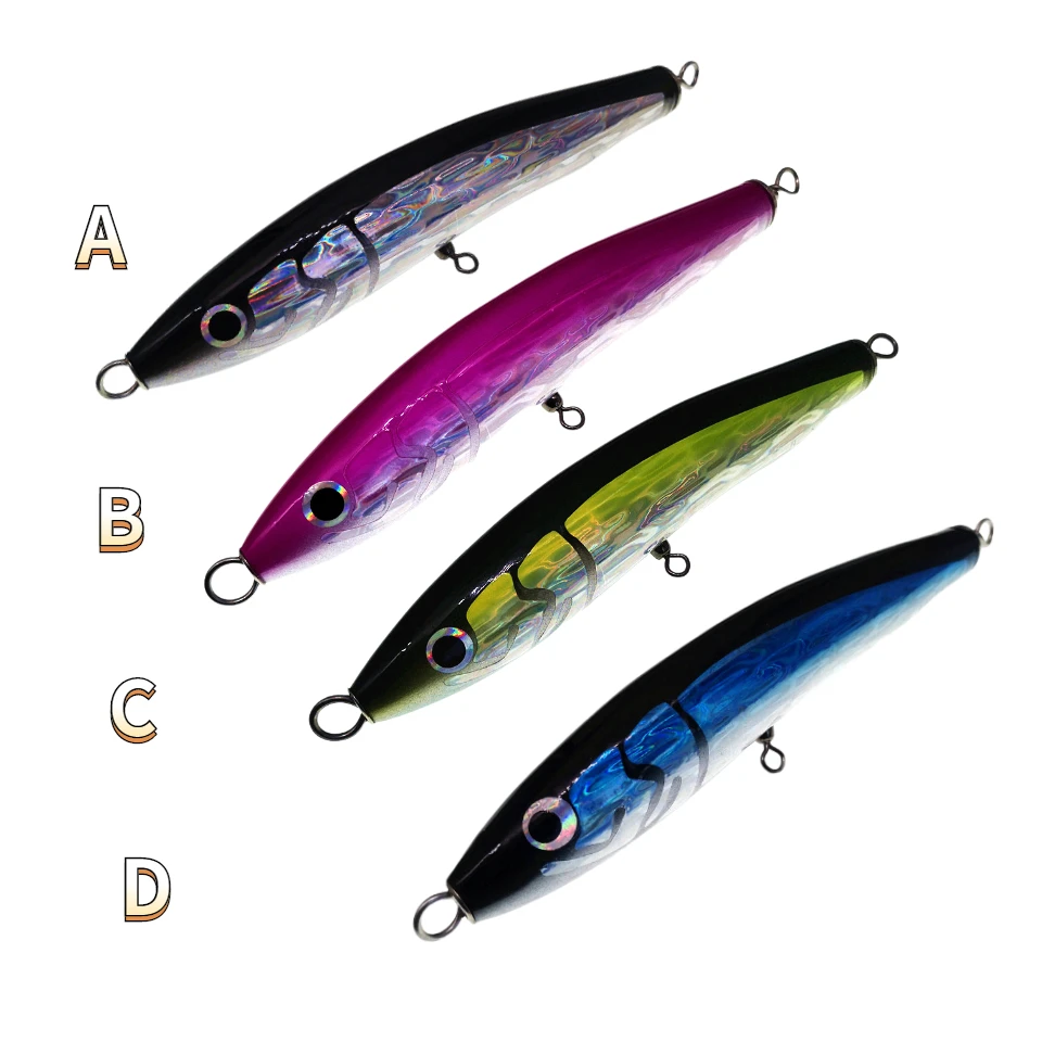 Señuelo de curricán de madera para pesca en agua salada, cebo de fundición de superficie de agua superior, palo de lápiz, 65g90g120g140g - imagen 3