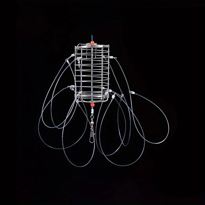 Herramienta de captura, trampa para señuelos, jaula de cebo de acero inoxidable, alimentador de jaula para peces, aparejos de pesca adecuados para cangrejo, langosta, camarones y cangrejos, 1 ud. - imagen 3