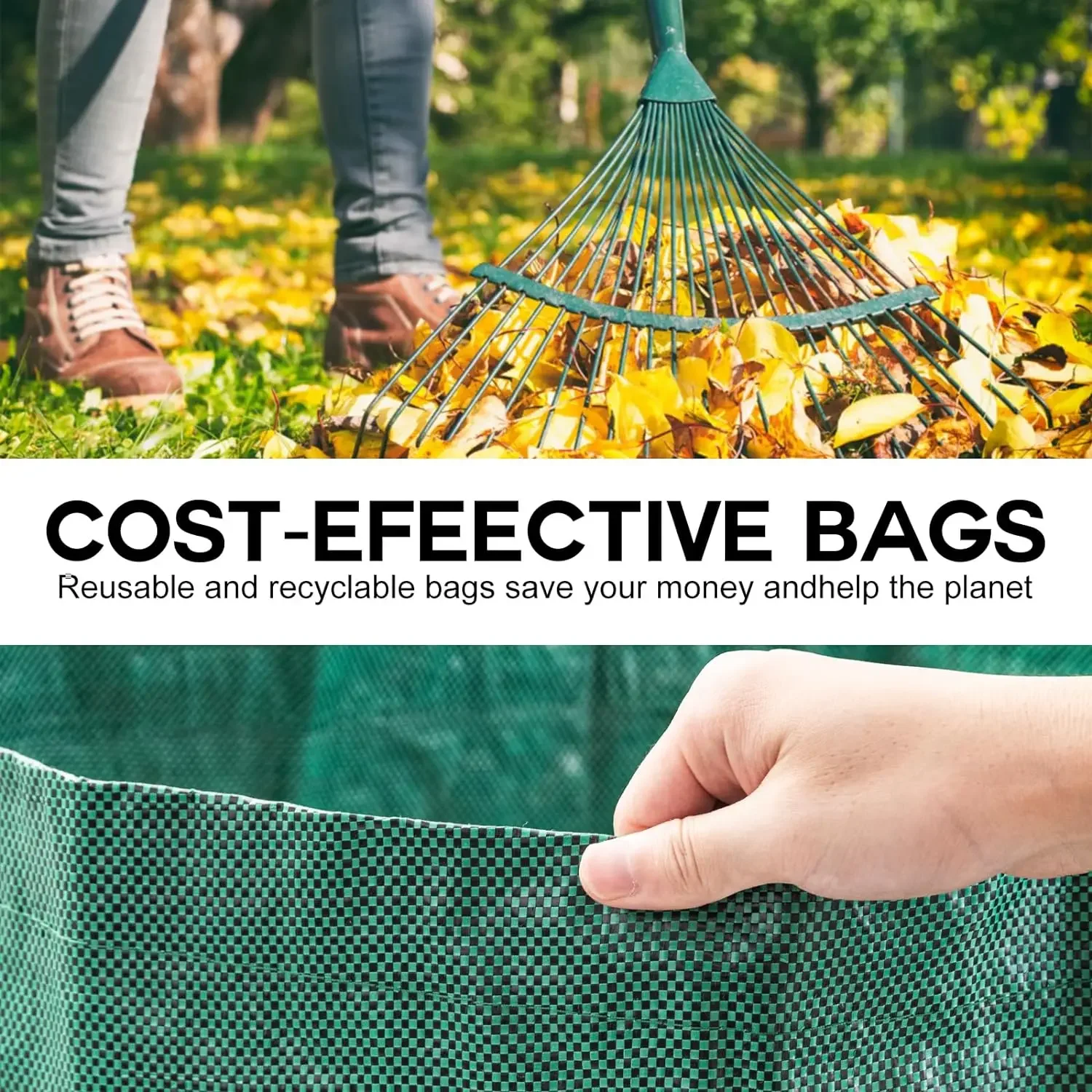 Goture-bolsa plegable de hojas caídas para acampar al aire libre, bolsa de almacenamiento reutilizable y duradera de 272-500L con guante, para recolección de basura y Picnic - imagen 4